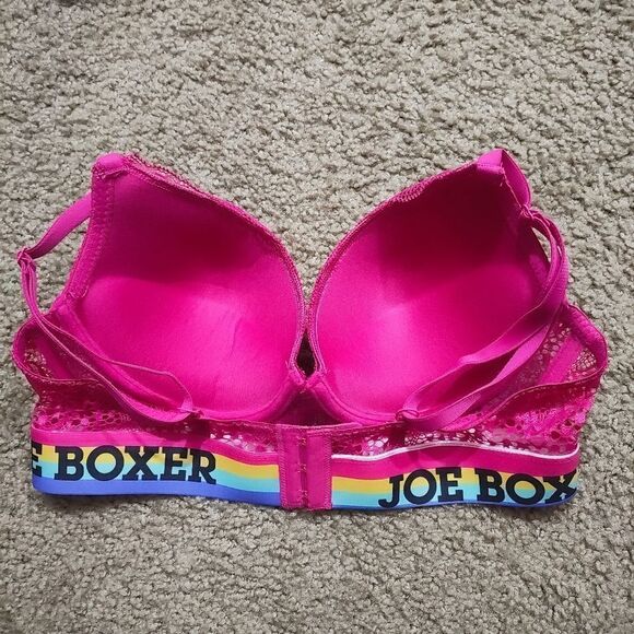 Joe Boxer Women's Black and Pink Lace Push-up Bra Set -J - Picture 5 of 7